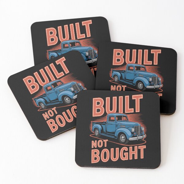 Item preview, Built Not Bought . Red Letters with Blue Truck designed and sold by TheRetroStyle.
