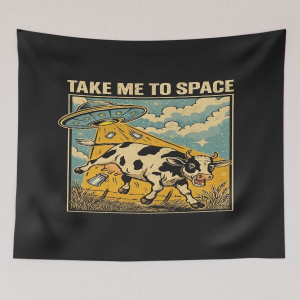 Item preview, UFO Cow Abduction Retro Design – Funny Alien Space Art for Sci-Fi Fans, Farmers & Cosmic Dreamers designed and sold by Bright Nest Studio.
