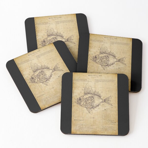 Item preview, Vintage SteamPunk Fish Blueprint  designed and sold by Jeeklsdotcom.