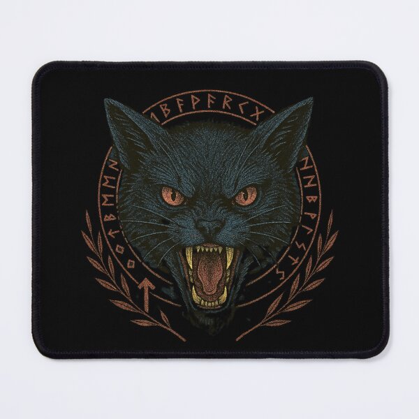Item preview, SVT Midnight Familiar Black Cat Sigil – Norse Rune Witchcraft Guardian Art designed and sold by SEVERTREND APPAREL .