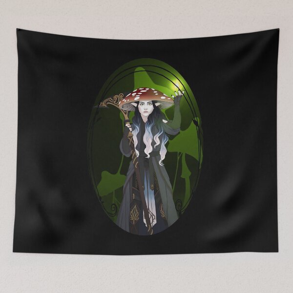 Item preview, Mushroom Witch Dark Cottagecore Portrait designed and sold by dzabirhupkesf.