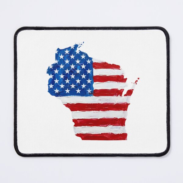 Item preview, Wisconsin Stars & Stripes State Silhouette – Distressed Americana designed and sold by Paper Drip.