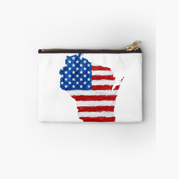Item preview, Wisconsin Stars & Stripes State Silhouette – Distressed Americana designed and sold by Paper Drip.