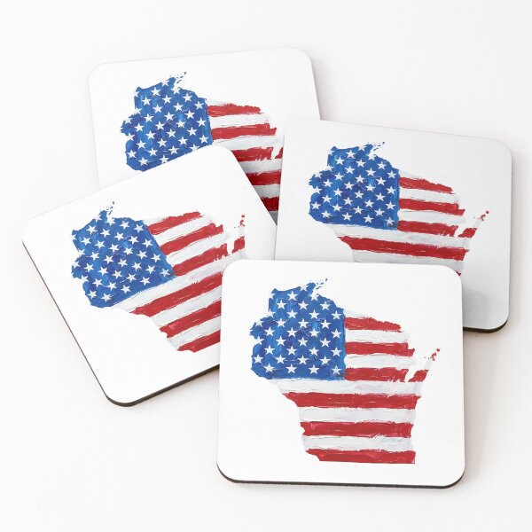 Item preview, Wisconsin Stars & Stripes State Silhouette – Distressed Americana designed and sold by Paper Drip.