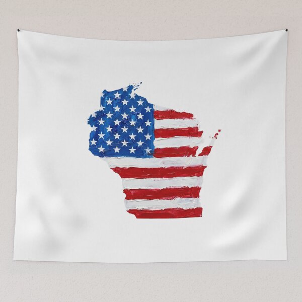 Item preview, Wisconsin Stars & Stripes State Silhouette – Distressed Americana designed and sold by Paper Drip.