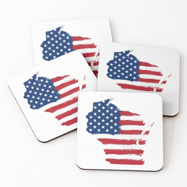 Item preview, Wisconsin Stars & Stripes State Silhouette – Distressed Americana designed and sold by Paper Drip.