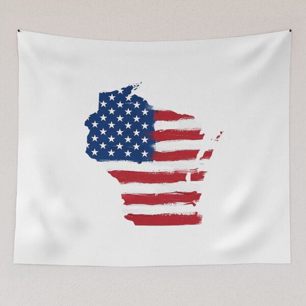 Item preview, Wisconsin Stars & Stripes State Silhouette – Distressed Americana designed and sold by Paper Drip.