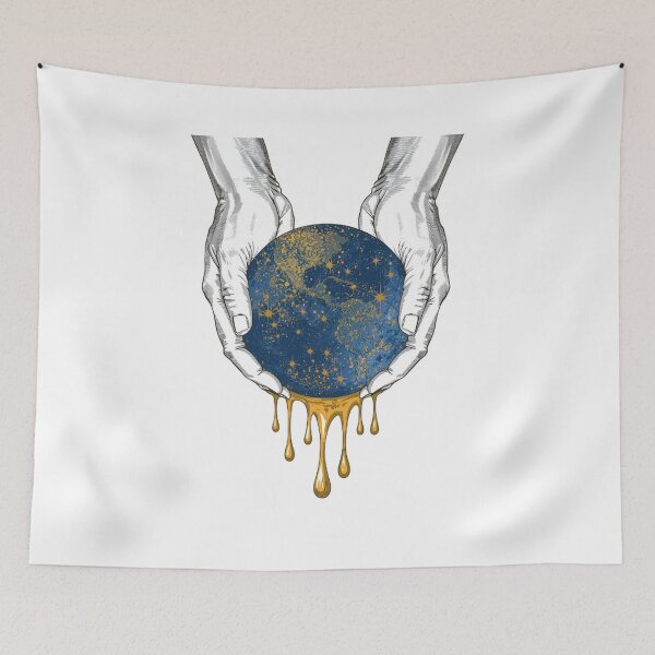 Item preview, Golden Earth Held by Cosmic Hands designed and sold by Wonderful Designs.