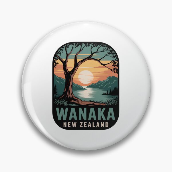 Item preview, Wanaka New Zealand Travel  – Sunset Lake & Mountain Landscape Illustration designed and sold by VividOrganica.