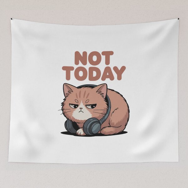 Item preview, Not Today Chaos Funny Lo-Fi Cat Typography Sarcastic Mood Design designed and sold by GiftsForge.