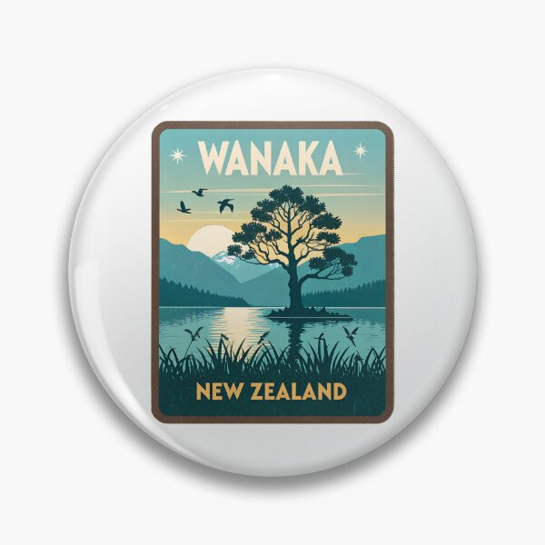 Item preview, Wanaka New Zealand Vintage Travel  – Lone Tree Lake Sunset Design designed and sold by VividOrganica.
