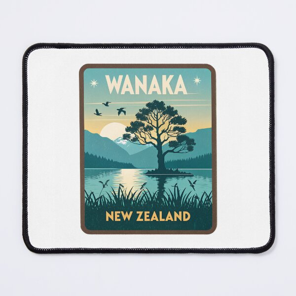 Item preview, Wanaka New Zealand Vintage Travel  – Lone Tree Lake Sunset Design designed and sold by VividOrganica.