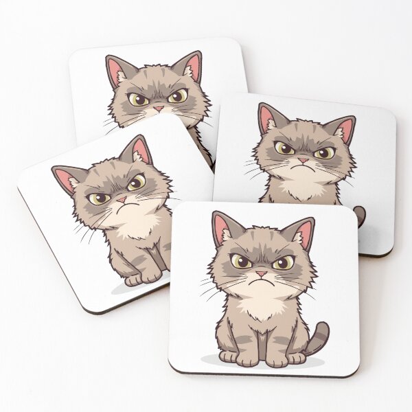 Item preview, Fierce Grumpy Grey Cat | Angry Fluffy Tabby Feline Art designed and sold by SlomianyPisarz.