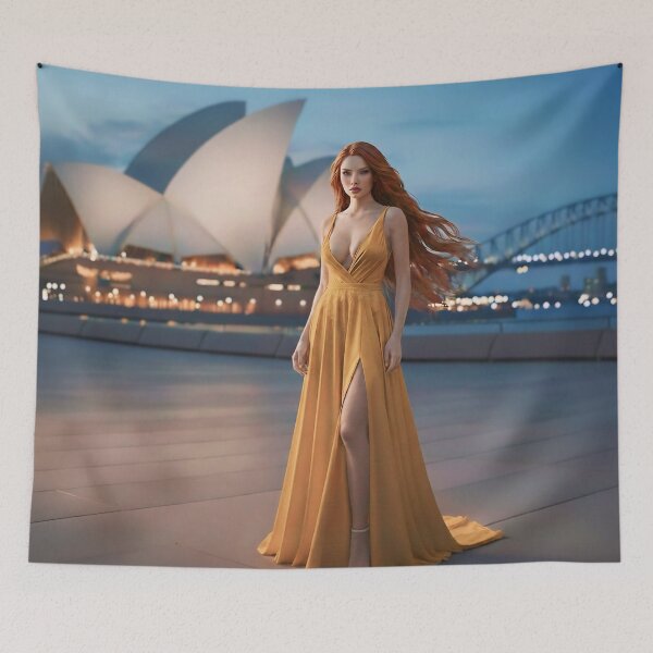 Item preview, Golden Sunset Muse at Sydney Opera House designed and sold by SunsetAngelsAI.