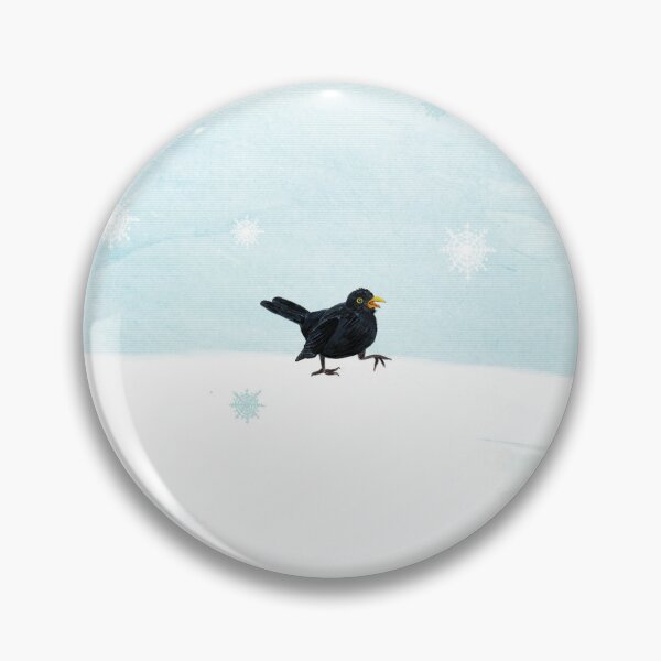 Item preview, Blackbird walking across a pristine, snowy landscape designed and sold by Julia Doria.
