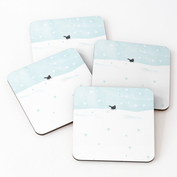Item preview, Blackbird walking across a pristine, snowy landscape designed and sold by Julia Doria.