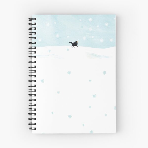 Item preview, Blackbird walking across a pristine, snowy landscape designed and sold by Julia Doria.