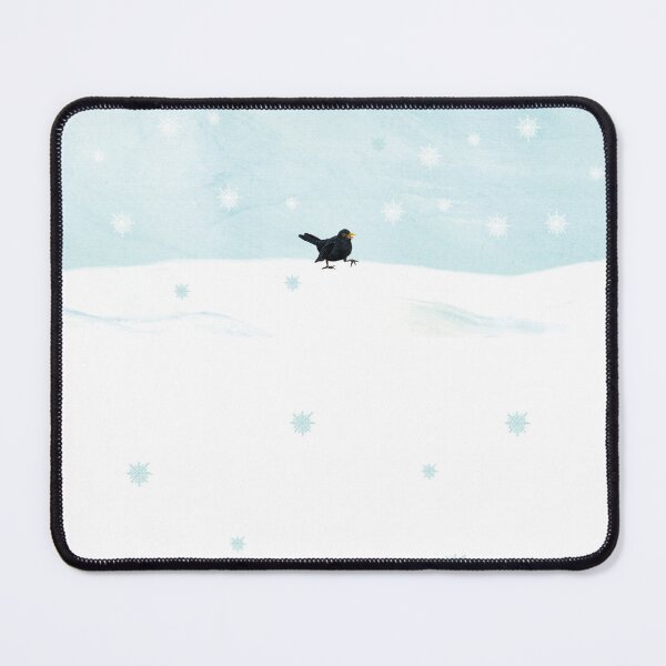 Item preview, Blackbird walking across a pristine, snowy landscape designed and sold by Julia Doria.