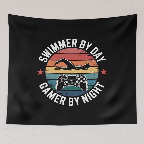 Item preview, Swimmer By Day Gamer By Night Swimming Funny Swim Gaming  designed and sold by MyzoToyota.