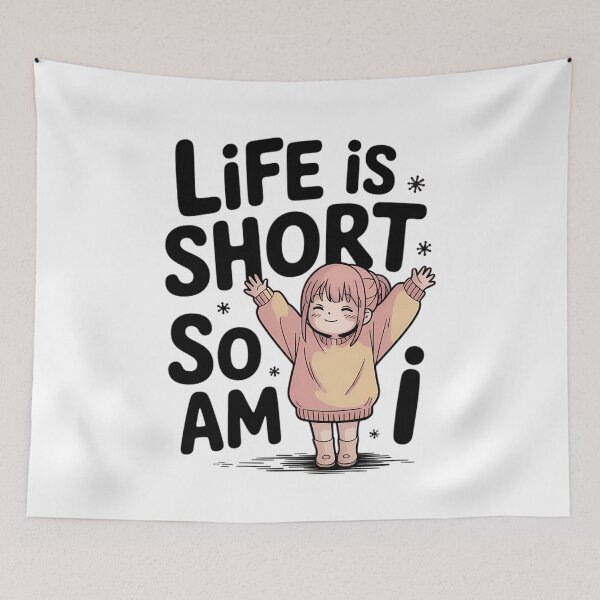 Item preview, Life Short So Am I Petite Girl Lo-Fi Anime Funny Height Quote designed and sold by GiftsForge.
