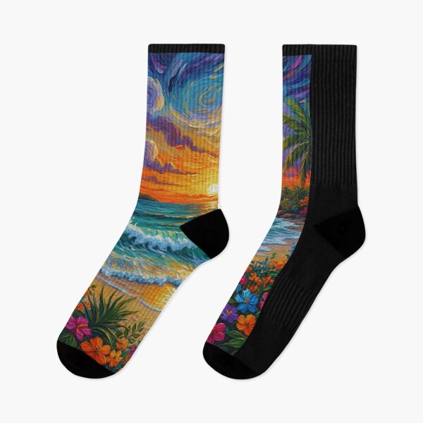 Item preview, Tropical Dreams - Vibrant Impasto Beach Sunset Seascape designed and sold by Fateh-Kro ⭐⭐⭐⭐⭐.