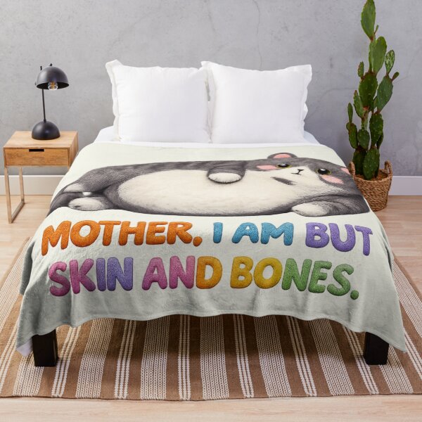 Item preview, Mother I Am But Skin and Bones Cat Lover Funny Vintage Faux Yarn designed and sold by SunfullyYours.