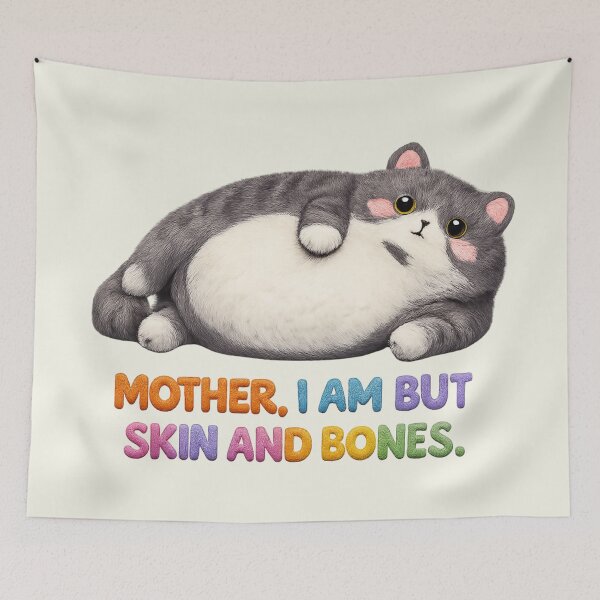 Item preview, Mother I Am But Skin and Bones Cat Lover Funny Vintage Faux Yarn designed and sold by SunfullyYours.