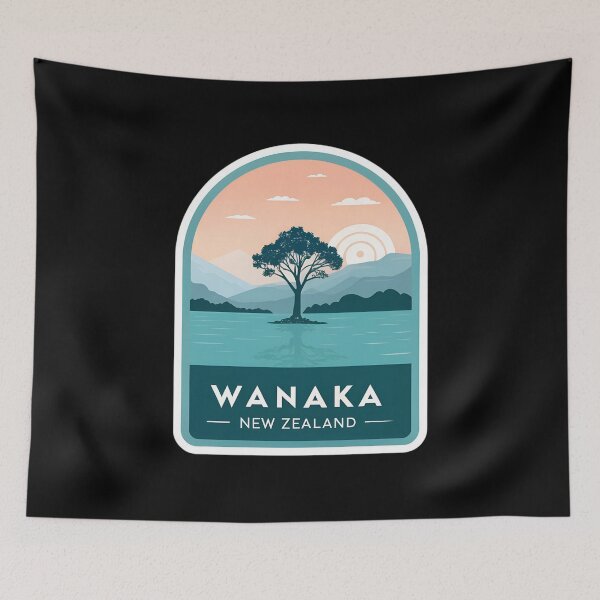 Item preview, Wanaka New Zealand Minimalist Travel  – Lake Wanaka Lone Tree Art designed and sold by VividOrganica.