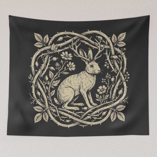 Item preview, Jackalope Vintage Botanical Mythical Creature Folklore designed and sold by Y-Vibes.