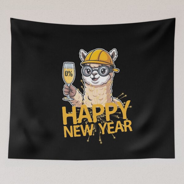Item preview, Funny Alpaca Happy New Year Safety Cartoon Illustration designed and sold by PeteLawliiet.