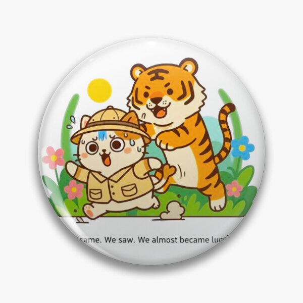 Item preview, Cute Mochi Paw Cat Explorer Running From Tiger - Funny Adventure Illustration designed and sold by MT-Hub | Cute Aesthetic Art, Stickers & Phone Cases.