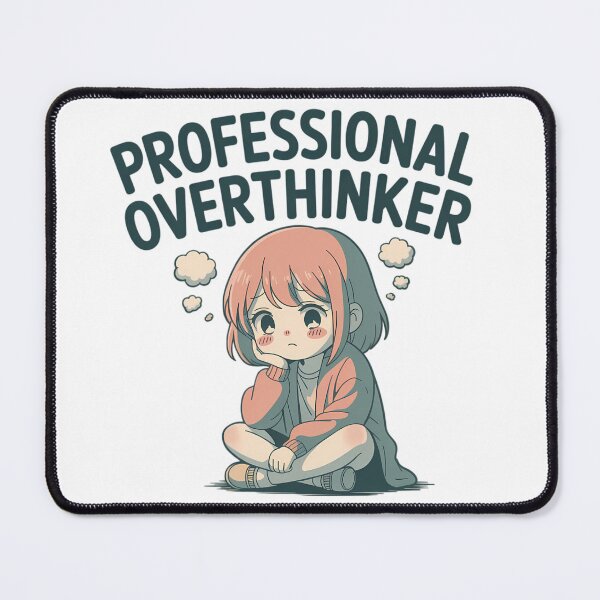 Item preview, Professional Overthinker Lo-Fi Anime Girl Anxiety Humor Typography designed and sold by GiftsForge.