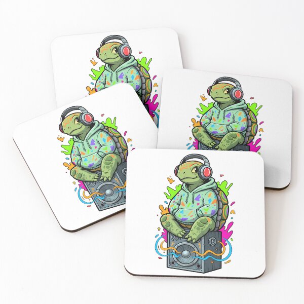 Item preview, Cool Turtle with Headphones on Speaker – Urban Music Cartoon Character Illustration designed and sold by hn79.