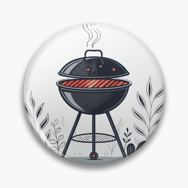 Item preview, Minimalist Charcoal Grill Illustration | Modern BBQ Kettle Grill Design designed and sold by VividOrganica.