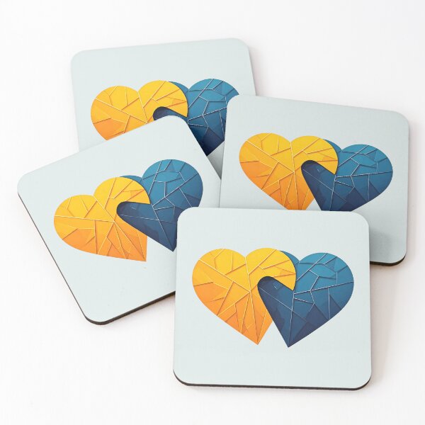Item preview, Yellow and blue hearts designed and sold by PrintLabStudio.