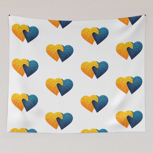 Item preview, Yellow and blue hearts designed and sold by PrintLabStudio.