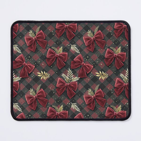 Item preview, Exquisite checkered pattern design with red velvet bows designed and sold by Merrylands Artshop.