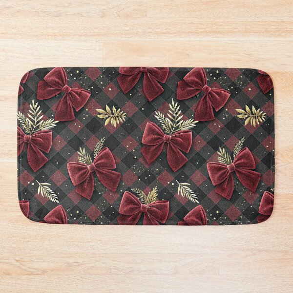 Item preview, Exquisite checkered pattern design with red velvet bows designed and sold by Merrylands Artshop.