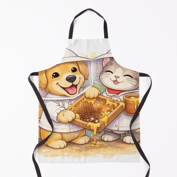Item preview, Sweet as Honey – Dog & Cat Beekeepers Cartoon Illustration designed and sold by Furfolkz.