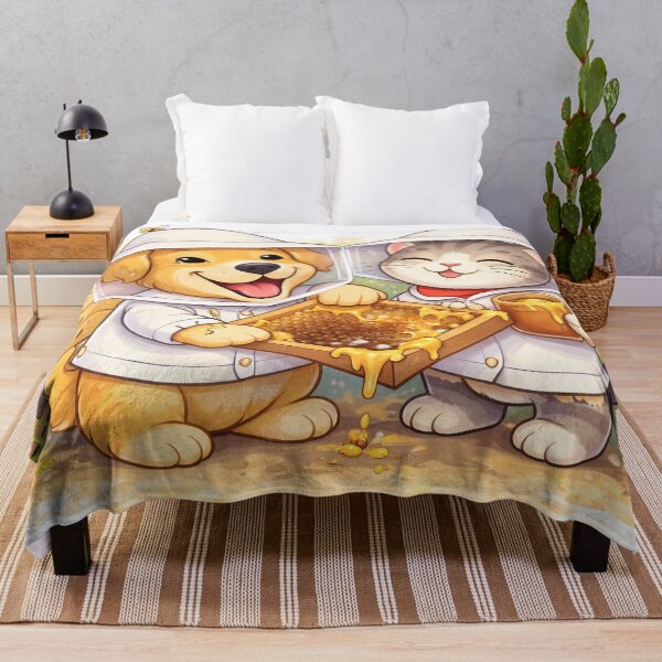 Item preview, Sweet as Honey – Dog & Cat Beekeepers Cartoon Illustration designed and sold by Furfolkz.