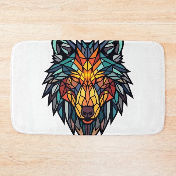 Item preview, Geometric Wolf Head Stained Glass Design designed and sold by Wonderful Designs.