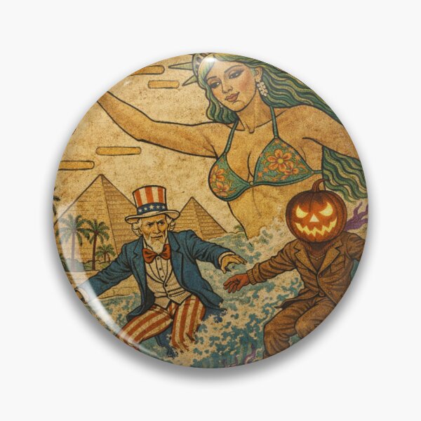 Item preview, Headless Horseman Surfing with Lady Liberty & Uncle Sam — Ancient Egyptian Style designed and sold by TheHorsemanRidesAgain.