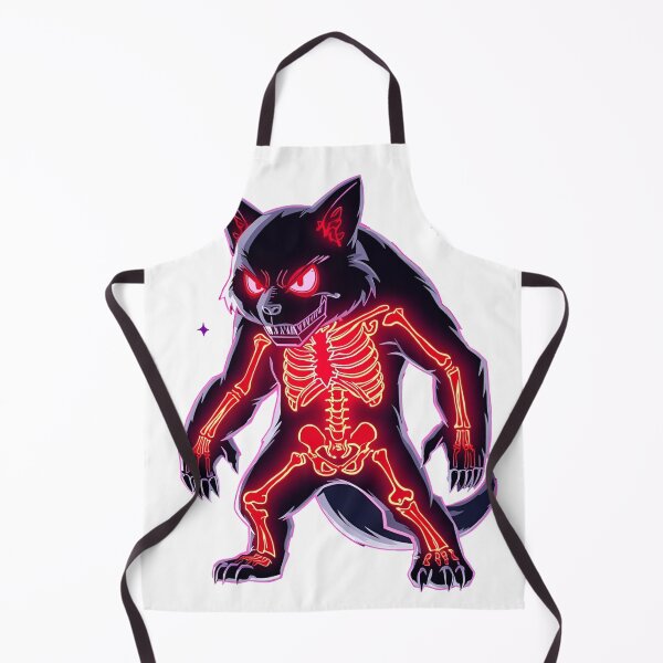 Item preview, Neon Red Skeleton Wolf – Glowing X-Ray Werewolf Art designed and sold by The Grumpy Pet Club.