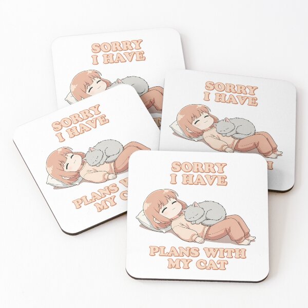 Item preview, Sorry I Have Plans With My Cat Lo-Fi Anime Homebody Quote Art designed and sold by GiftsForge.
