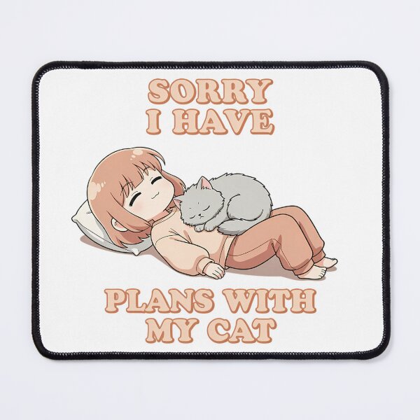 Item preview, Sorry I Have Plans With My Cat Lo-Fi Anime Homebody Quote Art designed and sold by GiftsForge.