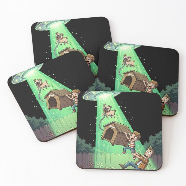 Item preview, Funny Anime UFO Abduction Pug Dog Dad Son  designed and sold by CoolCrazyQuirky.