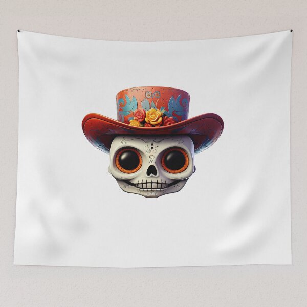 Item preview, Elegant Sugar Skull with Floral Hat Illustration designed and sold by DesignArtist.ia.