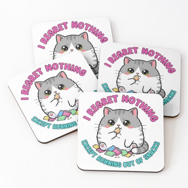 Item preview, Kawaii Cat Regret Nothing Snack Lover designed and sold by InkInduldge.