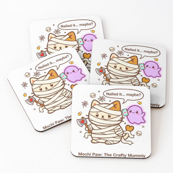 Item preview, Mummy Mochi Paw Cat Sticker - Kawaii "Nailed It Maybe?" Funny Craft Fail Art designed and sold by MT-Hub | Art for Every Soul.