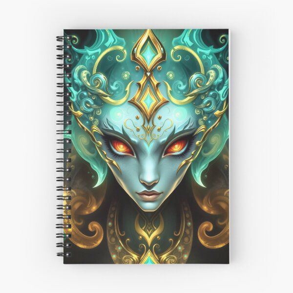 Item preview, Radiant Teal Empress with Luminous Fire Gaze designed and sold by ArtMorphStudio.